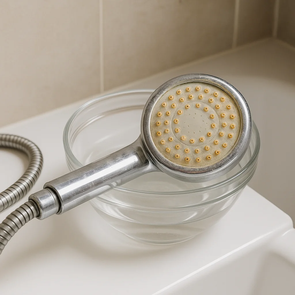 샤워기 헤드 물때, 식초 담그기 전에 체크할 재질