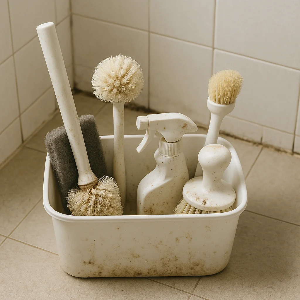 욕실 청소 도구, 한 통에 넣어두면 오히려 더 더러워지는 이유