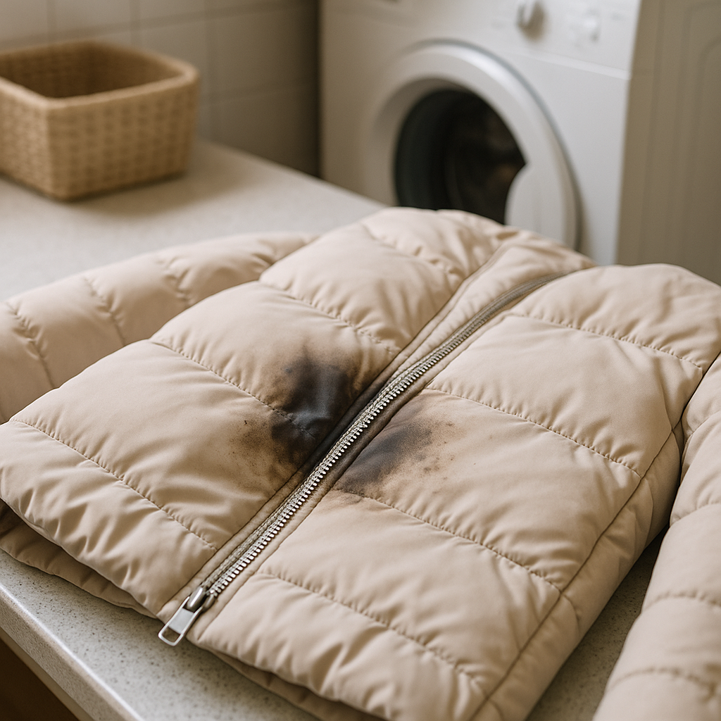 패딩 지퍼 주변 얼룩, 문지르면 번지는 이유