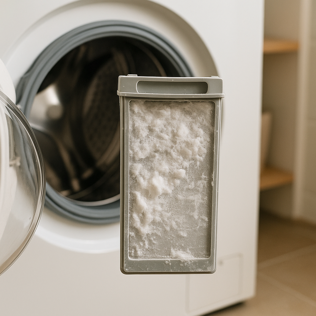 세탁기 먼지필터, 안 비우면 생기는 ‘흰 가루’의 정체